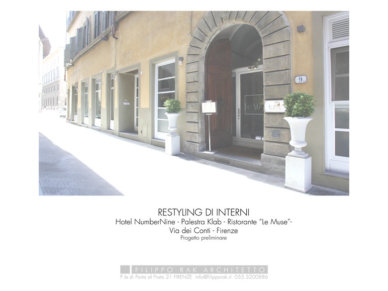 Progetto Preliminare per Restyling Ristorante Le Muse - Palestra Klab - Hotel Numbernine - Firenze 2017